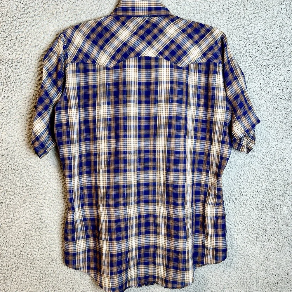 Vintage Levi Strauss & Co Shirt Mens M Western Pearl Snap Short Sleeve Metallic